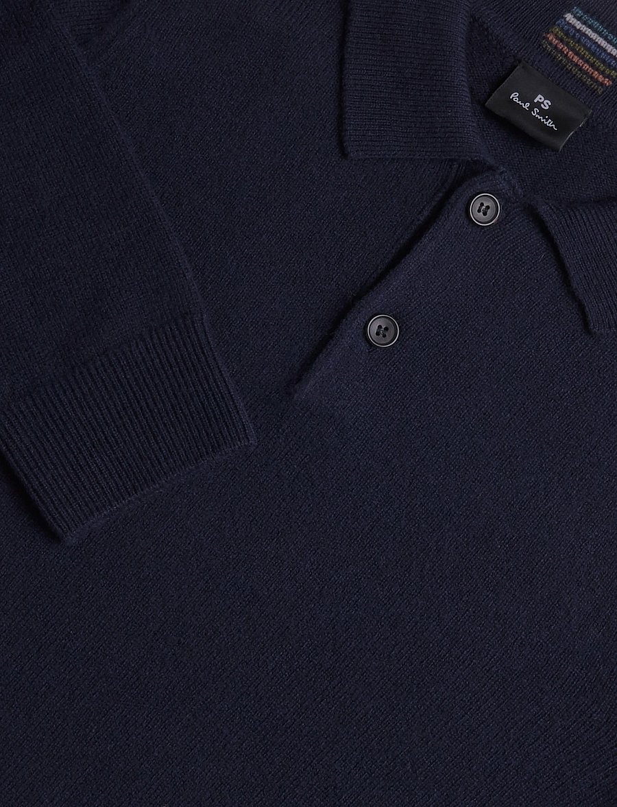 PS Paul Smith - MENS SWEATER LS POLO - langärmelige strick-polohemden - very dark navy - 2