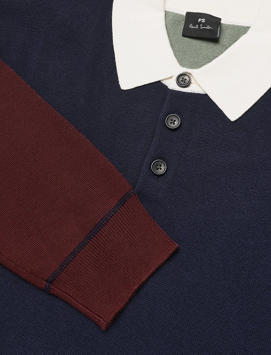 PS Paul Smith - MENS SWEATER LS POLO - langärmelige strick-polohemden - 49_very dark navy - 2