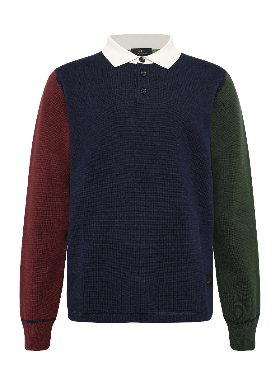 PS Paul Smith - MENS SWEATER LS POLO - langärmelige strick-polohemden - very dark navy - 1