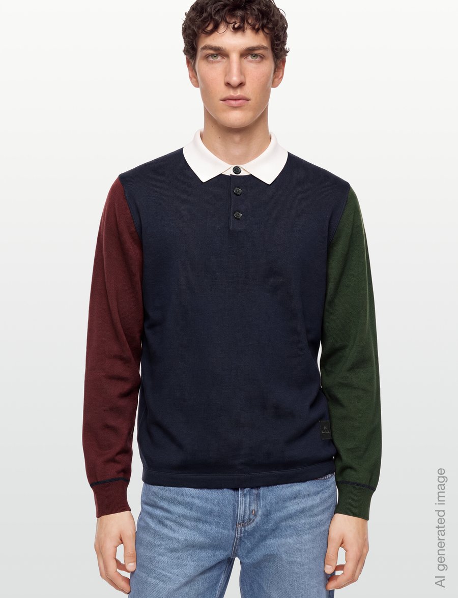 PS Paul Smith - MENS SWEATER LS POLO - langärmelige strick-polohemden - very dark navy - 3