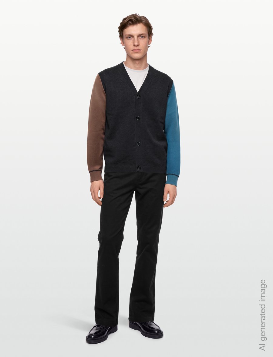 PS Paul Smith - MENS CARDIGAN BUTTON THRU - gilets - black melange - 0