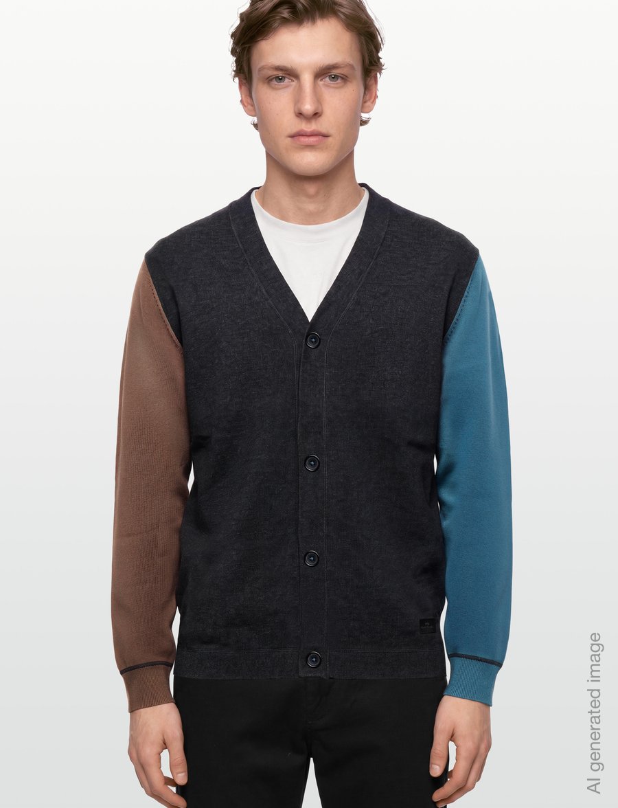 PS Paul Smith - MENS CARDIGAN BUTTON THRU - gilets - black melange - 3