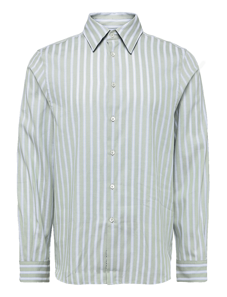 PS Paul Smith - MENS LS REGULAR FIT SHIRT - triibulised särgid - 34_lt greyish green - 0