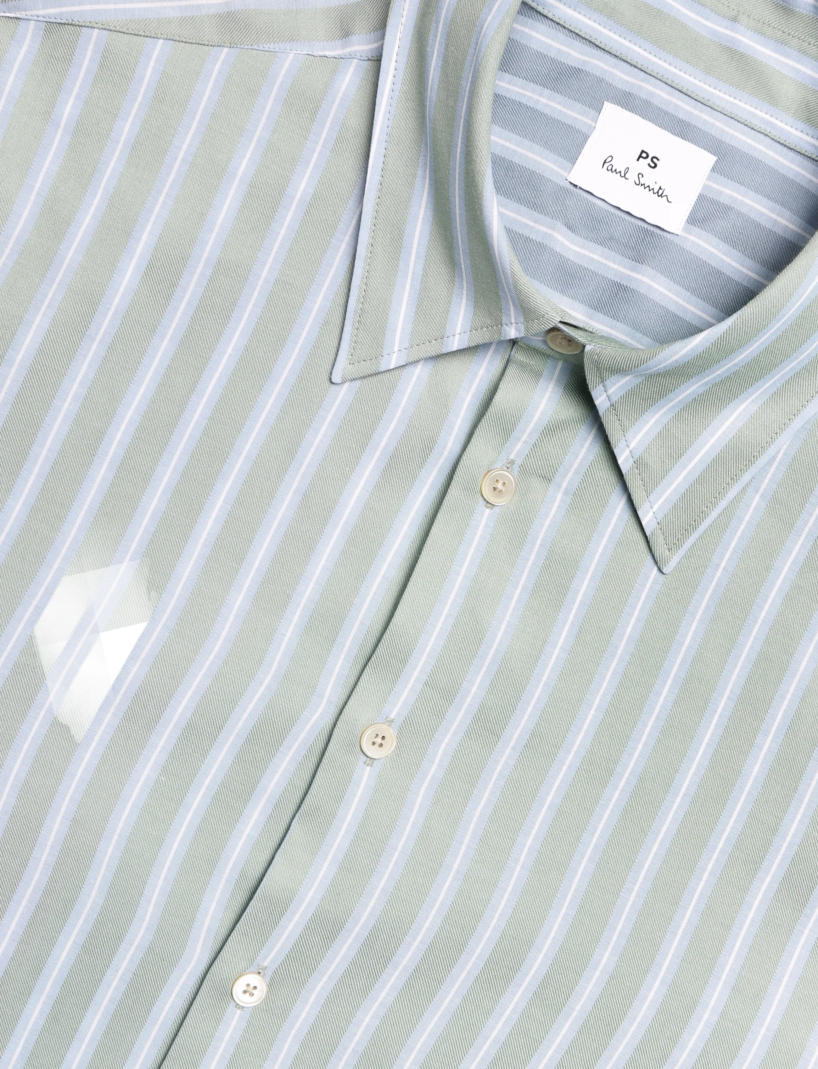 PS Paul Smith - MENS  LS REGULAR  FIT SHIRT - triibulised särgid - 34_lt greyish green - 2