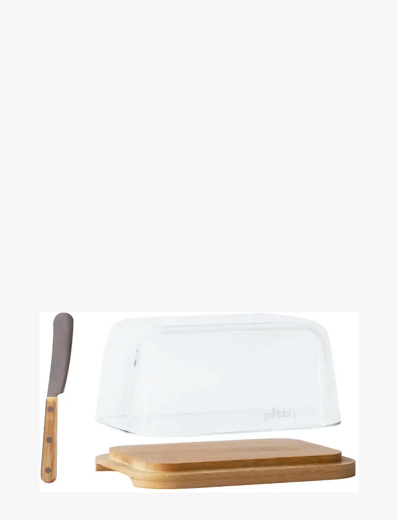 Pebbly - Pebbly Butterdish and spreader, 2-pc set - butter cups - clear - 1