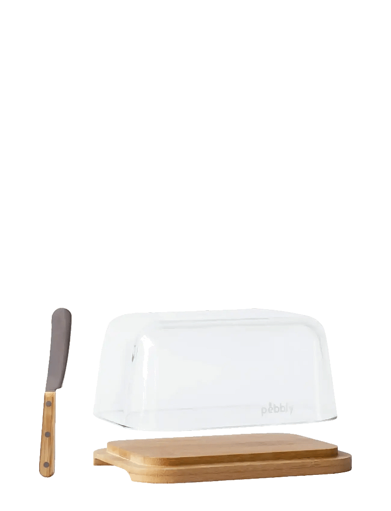 Pebbly - Pebbly Butterdish and spreader, 2-pc set - sviestinės - clear - 2