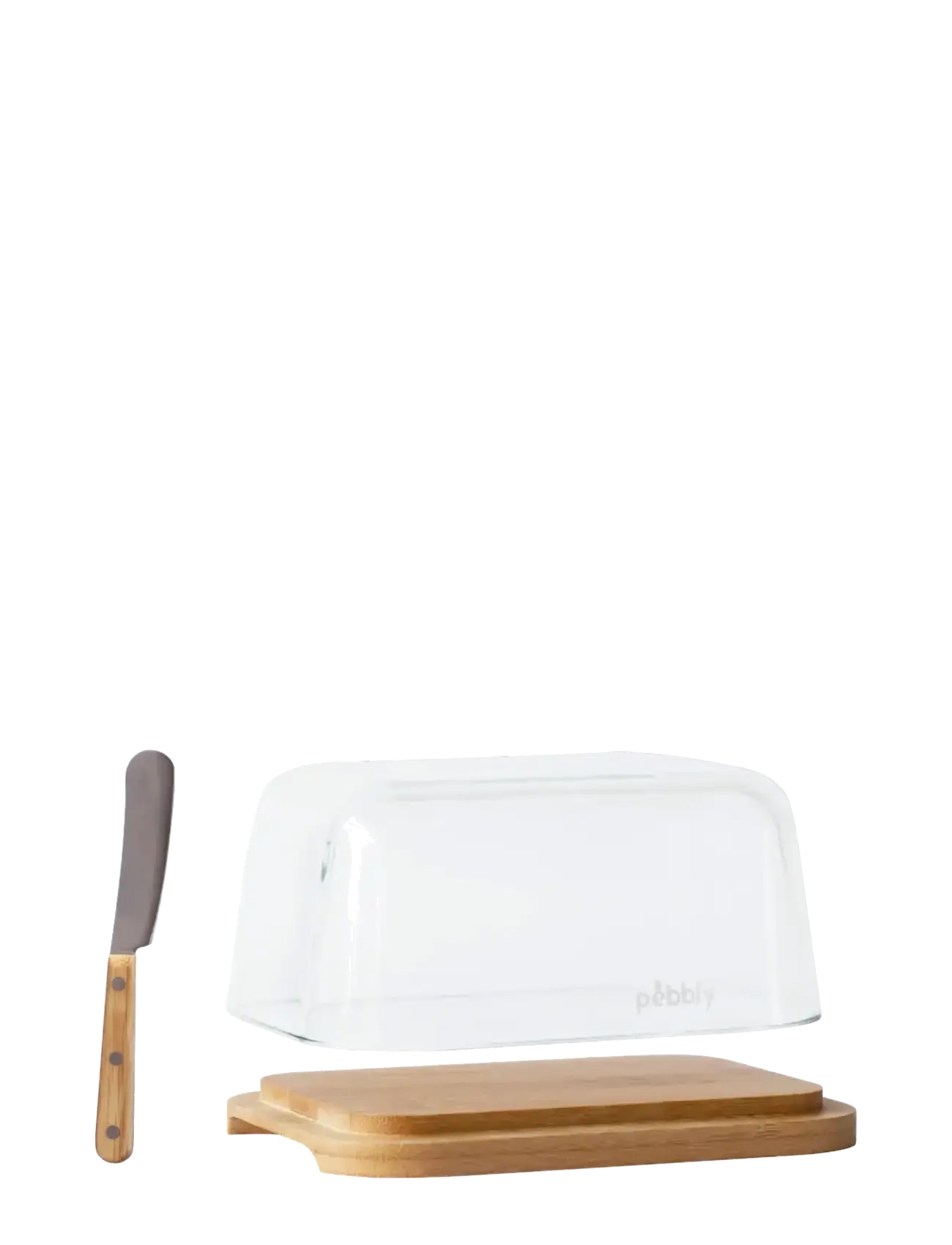 Pebbly - Pebbly Butterdish and spreader, 2-pc set - butterdosen - clear - 2