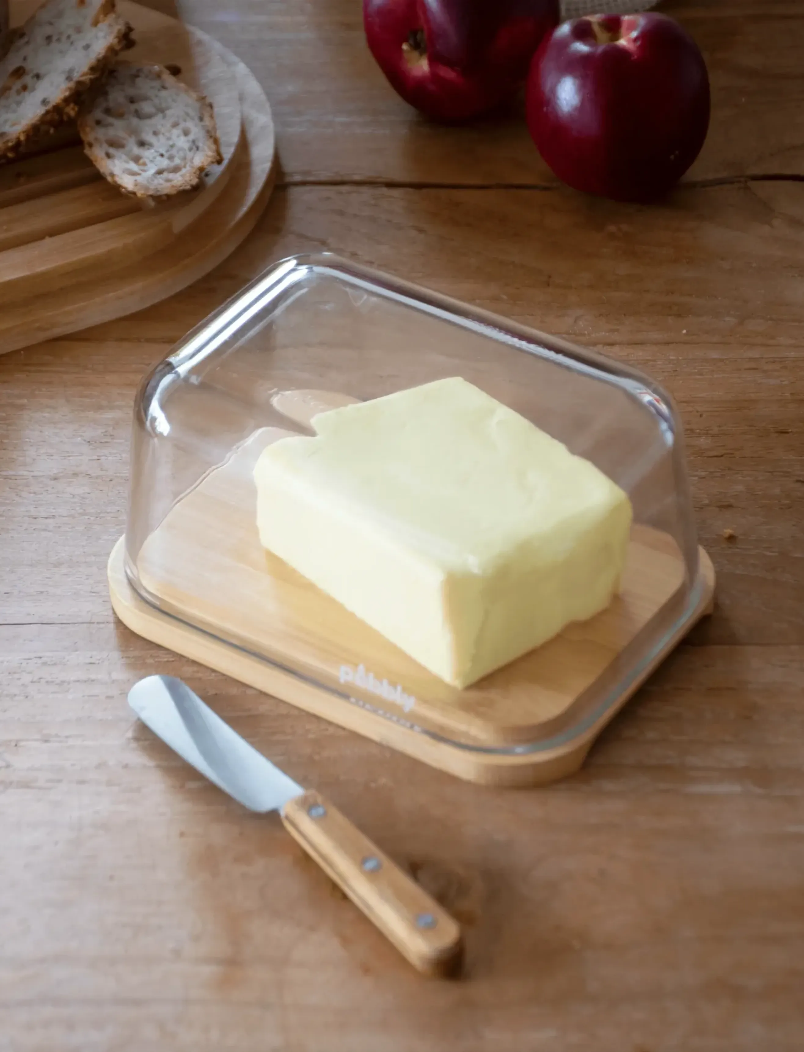 Pebbly Smørskål Med Smørkniv, 2-Delt Sæt, One Size, Kitchen Storage - Butter Cups, Homeware