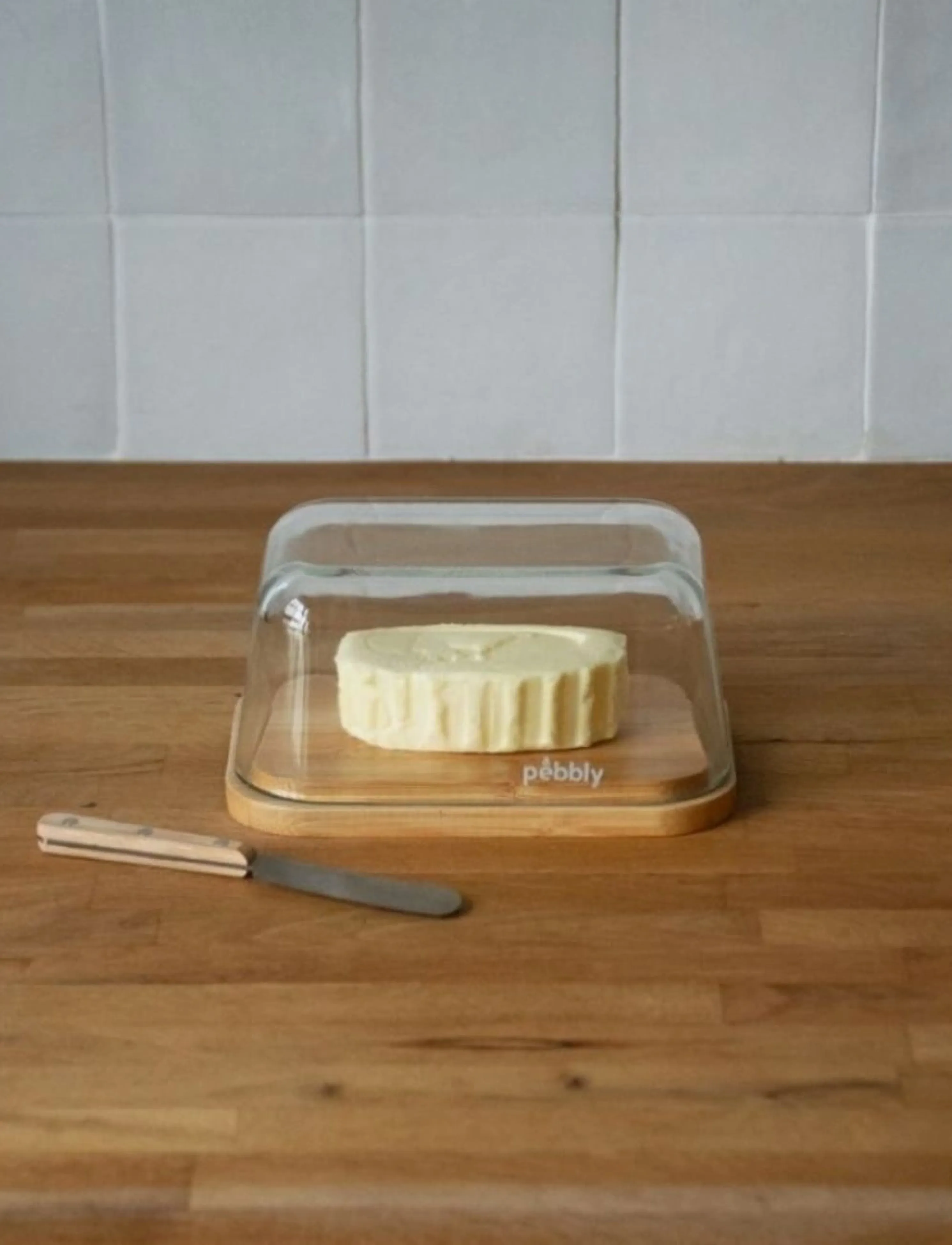 Pebbly - Pebbly Butterdish and spreader, 2-pc set - butterdosen - clear - 4