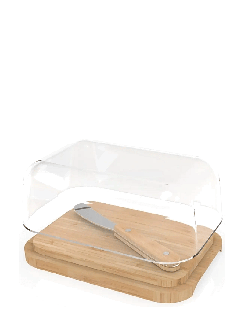 Pebbly - Pebbly Butterdish and spreader, 2-pc set - sviestinės - clear - 3