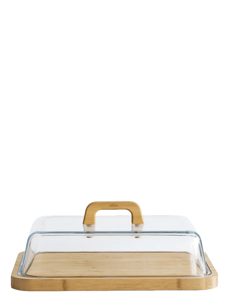 Pebbly - Pebbly Cheese box glass/bamboo - kaaskuipjes - clear - 1