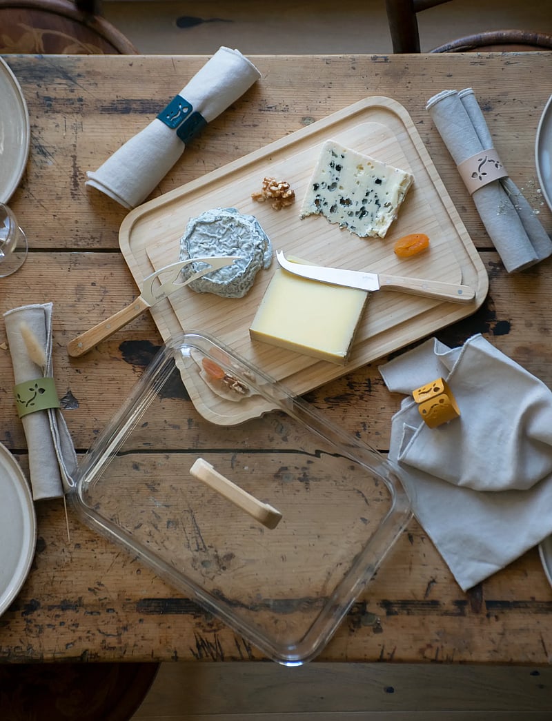 Pebbly - Pebbly Cheese box glass/bamboo - kaaskuipjes - clear - 4