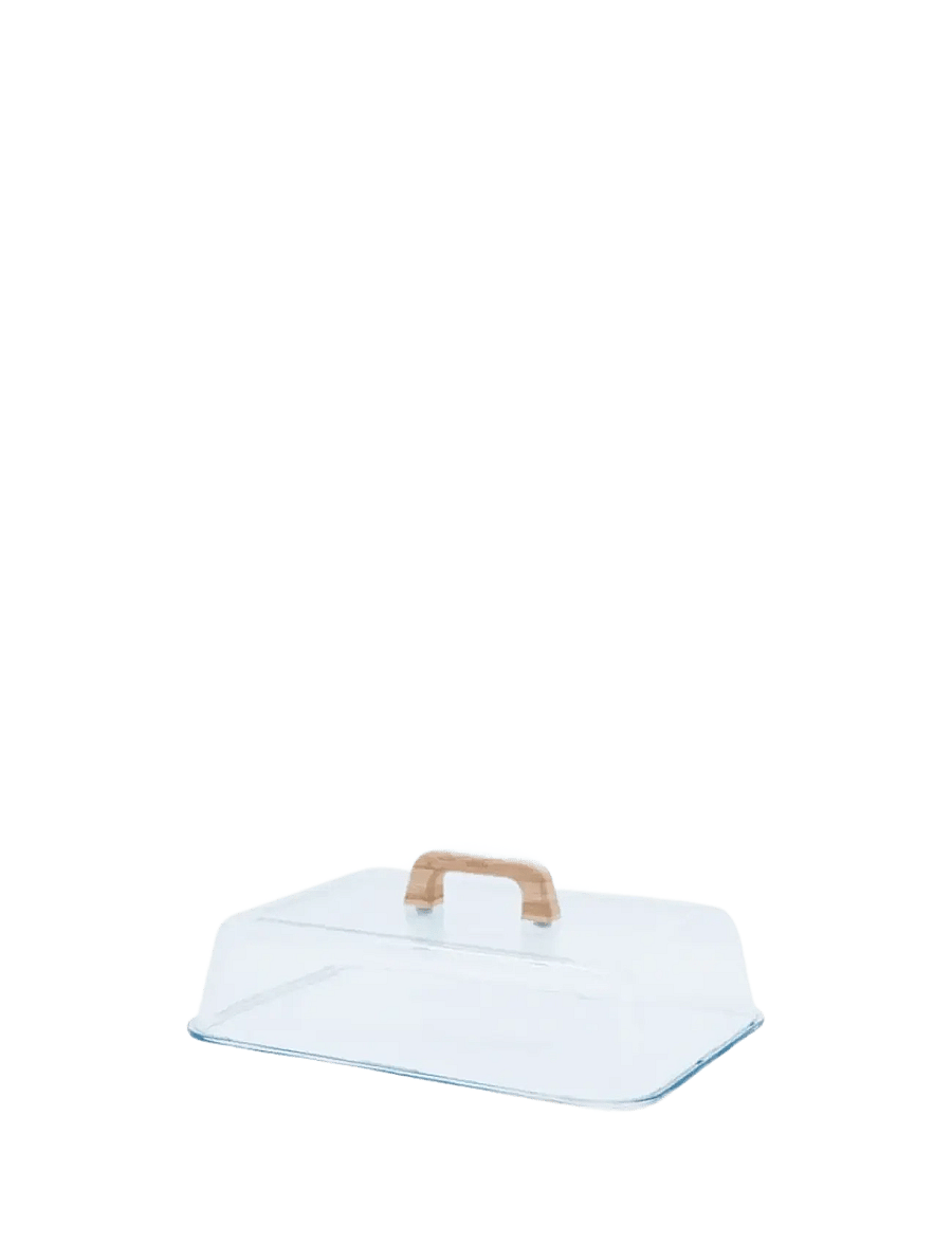 Pebbly - Pebbly Cheese box glass/bamboo - käsedosen - clear - 3