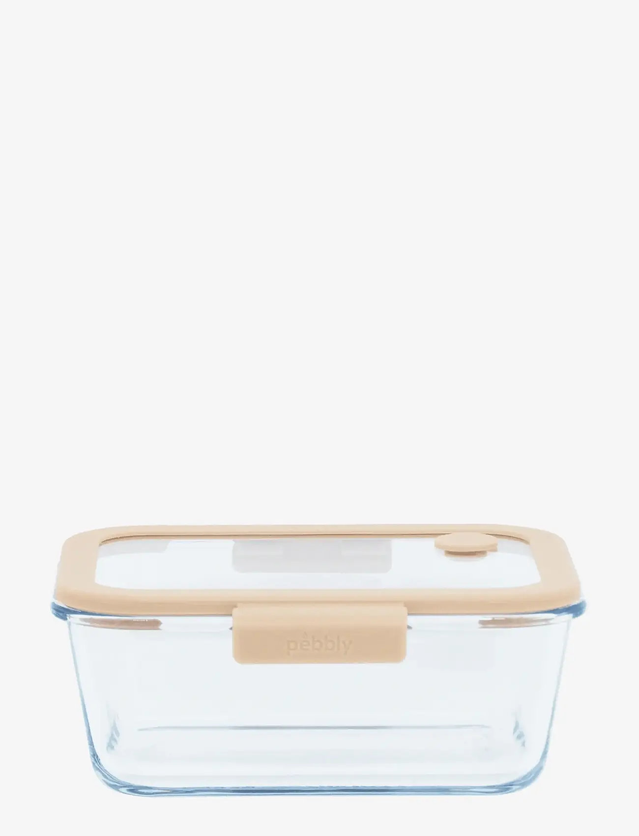 Pebbly - Pebbly rectangular glass canister with glass lid and vacuum cap - 460 ml - kitchen jars - clear - 0