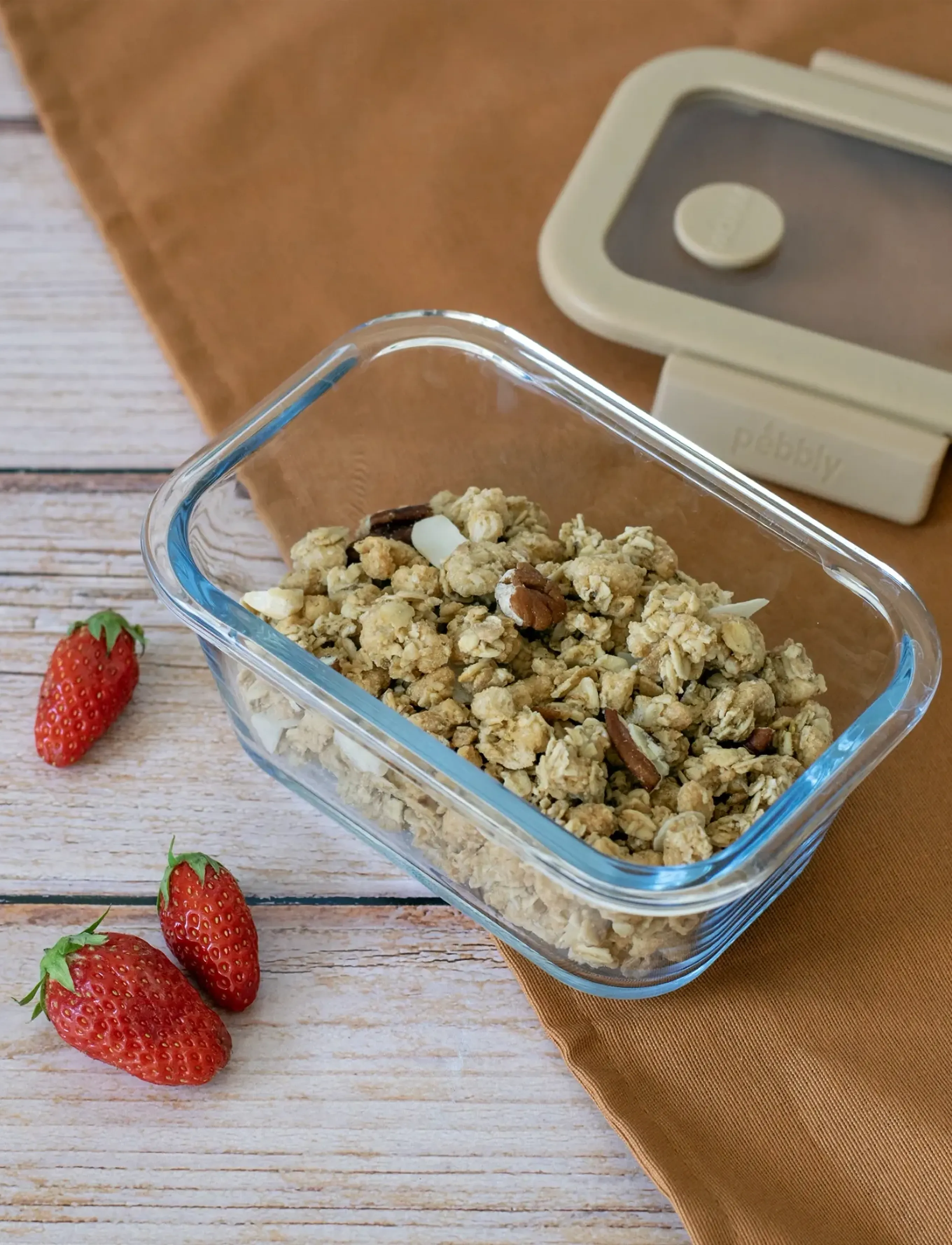 Pebbly - Pebbly rectangular glass canister with glass lid and vacuum cap - 460 ml - vorratsgläser - clear - 4