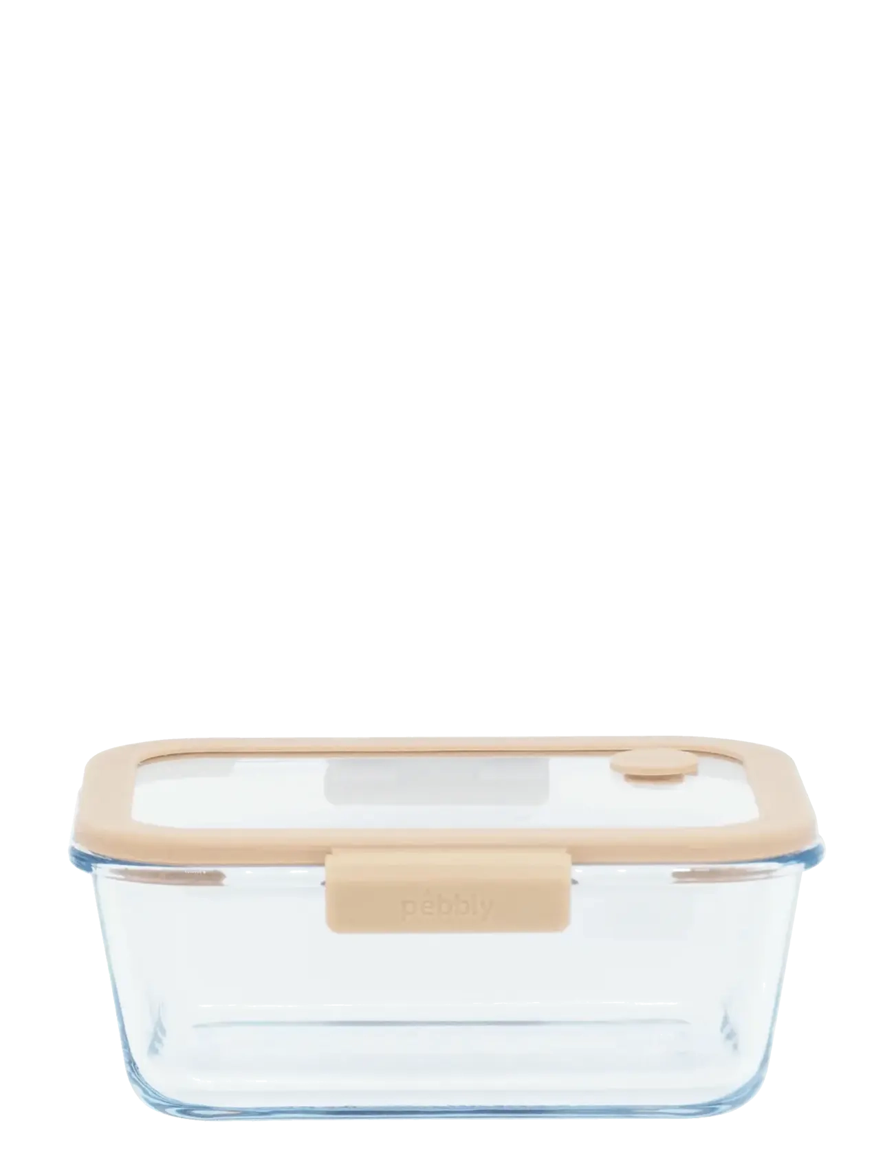 Pebbly rectangular glass canister with glass lid and vacuum cap - 1900 ml - CLEAR