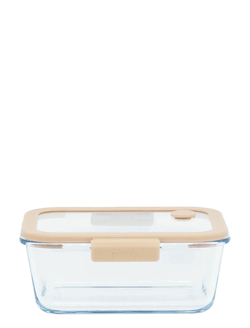 Pebbly - Pebbly rectangular glass canister with glass lid and vacuum cap - 1900 ml - nach preis einkaufen - clear - 0