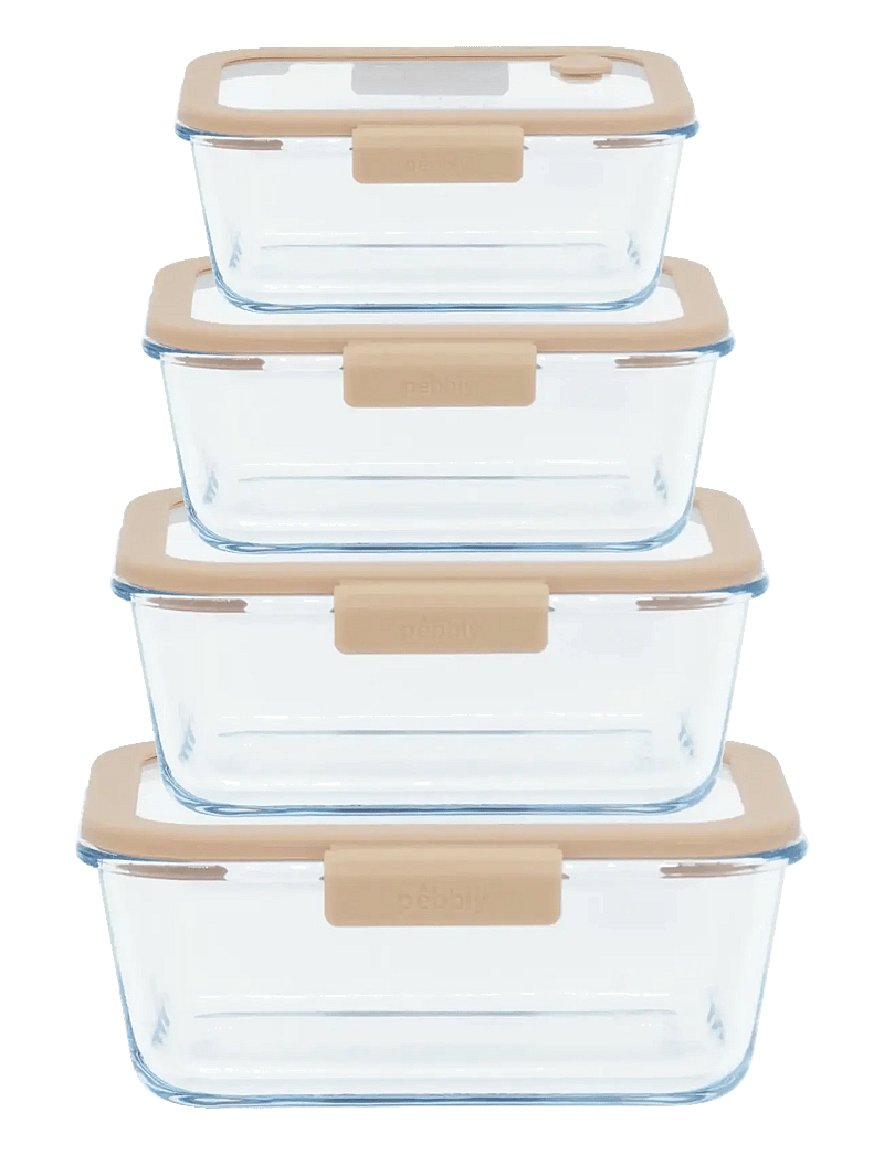 Pebbly - Pebbly 5 pcs set : 4 rectangular boxes & air vacuum pump - osta hinna alusel - clear - 0