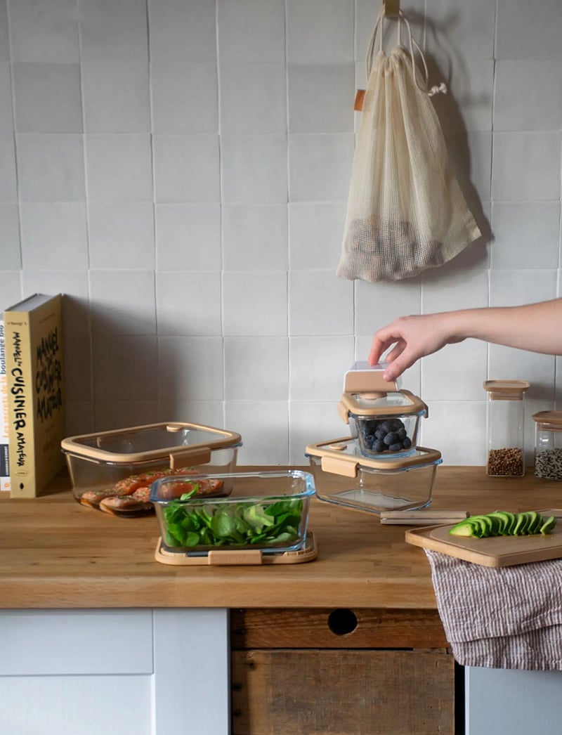 Pebbly - Pebbly 5 pcs set : 4 rectangular boxes & air vacuum pump - osta hinna alusel - clear - 5