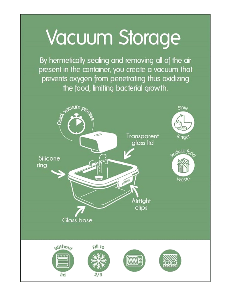 Pebbly - Pebbly 5 pcs set : 4 rectangular boxes & air vacuum pump - osta hinna alusel - clear - 2