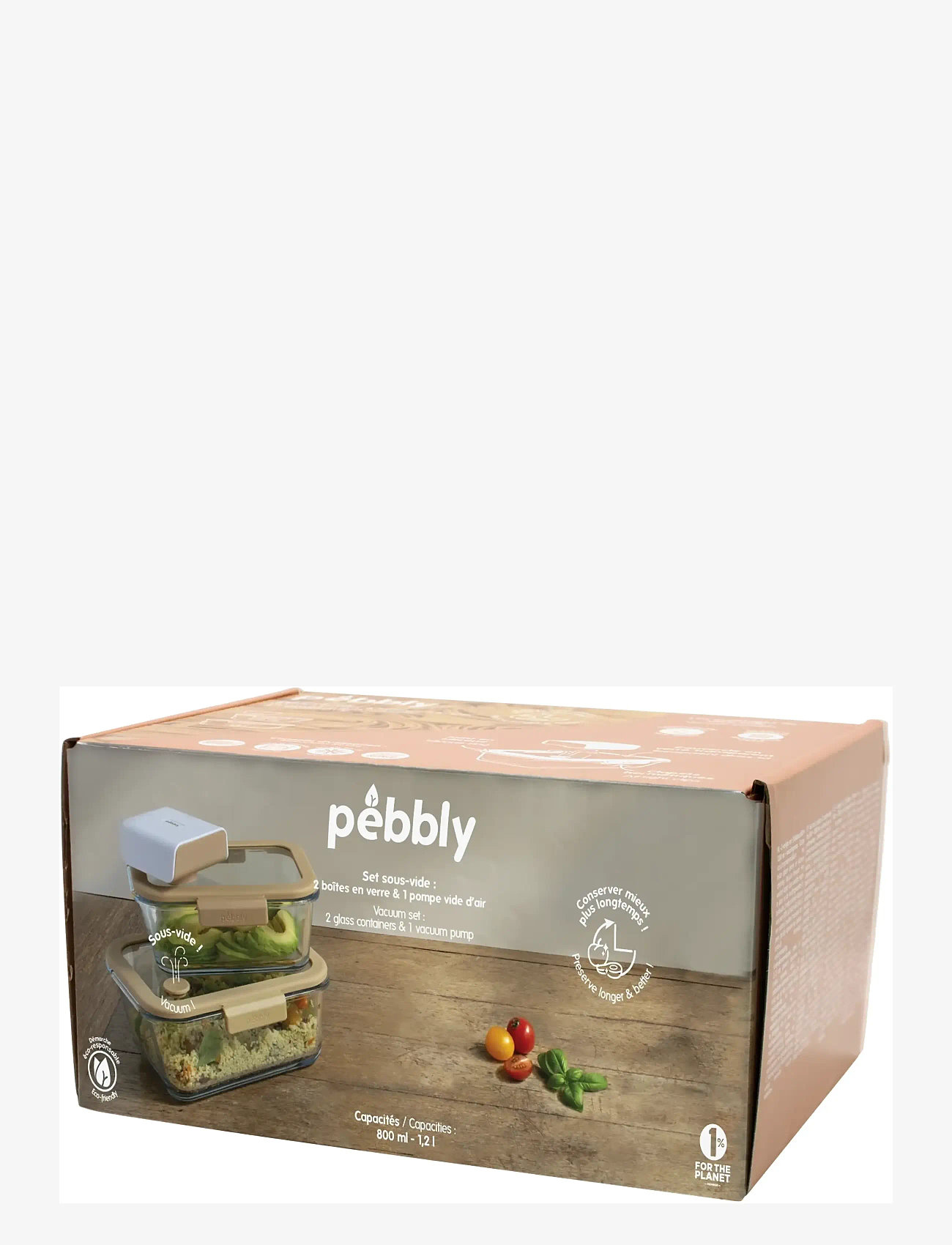 Pebbly - Pebbly 3 pcs set : 2 rectangular boxes & air vacuum pump - vacuum packers - clear - 1