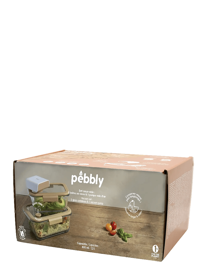 Pebbly - Pebbly 3 pcs set : 2 rectangular boxes & air vacuum pump - vakuumverpacker - clear - 2