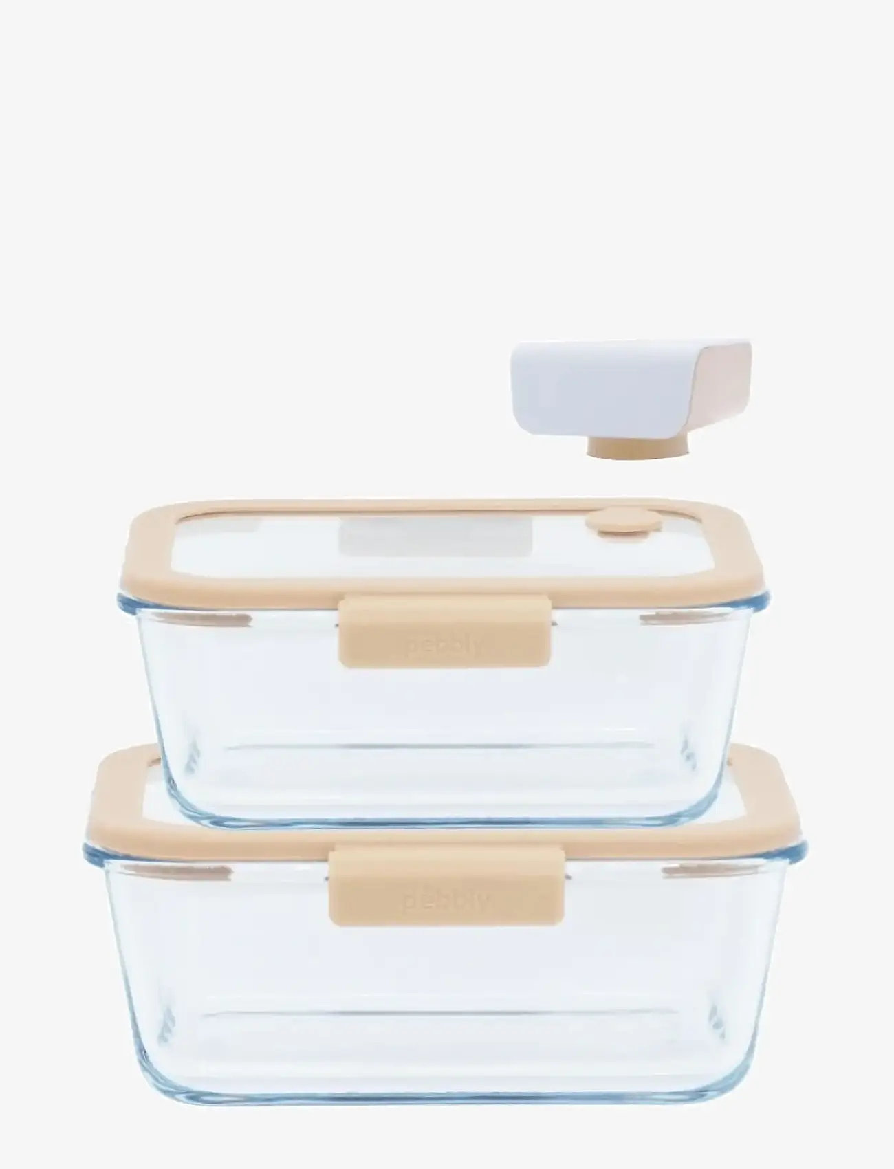Pebbly - Pebbly 3 pcs set : 2 rectangular boxes & air vacuum pump - vacuum packers - clear - 0