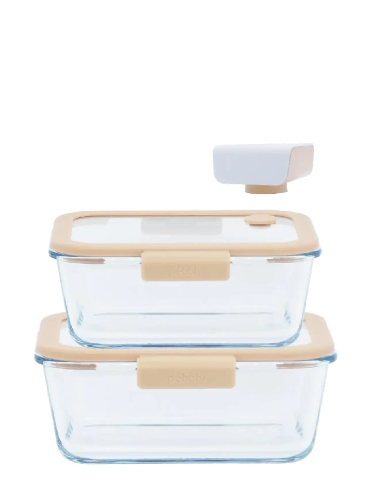 Pebbly Pebbly 3 pcs set : 2 rectangular boxes & air vacuum pump - Kochen - CLEAR / undefined