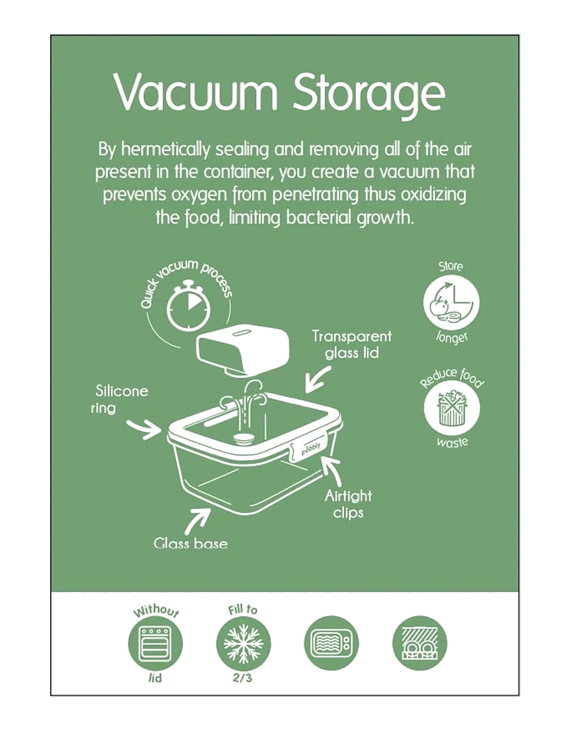 Pebbly - Pebbly 3 pcs set : 2 rectangular boxes & air vacuum pump - vakuumverpacker - clear - 3