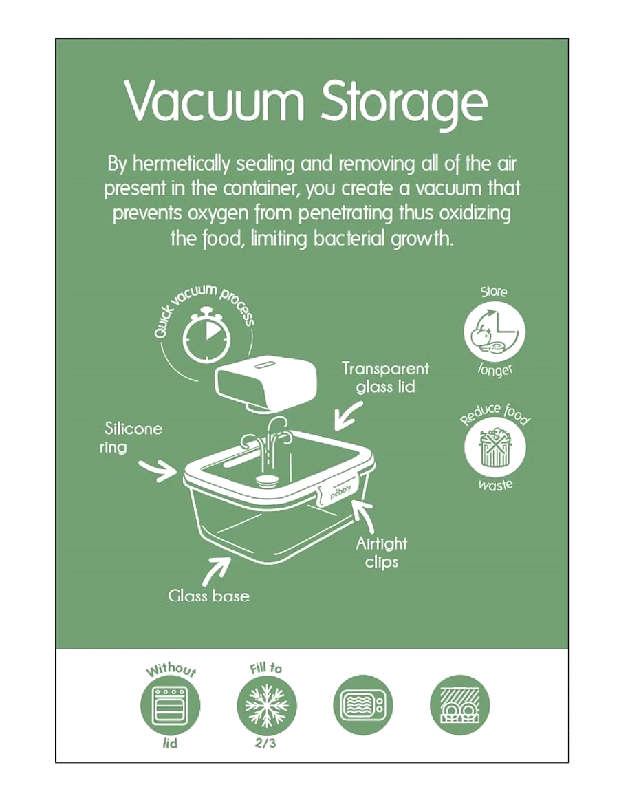 Pebbly - Pebbly 3 pcs set : 2 rectangular boxes & air vacuum pump - vakuumverpacker - clear - 3