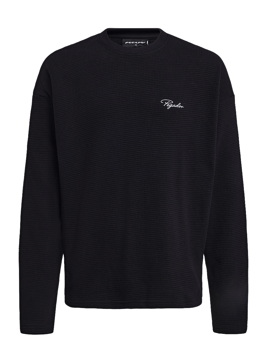 Pegador - Signar Oversized Waffle Longsleeve - sweatshirts - washed black white - 0