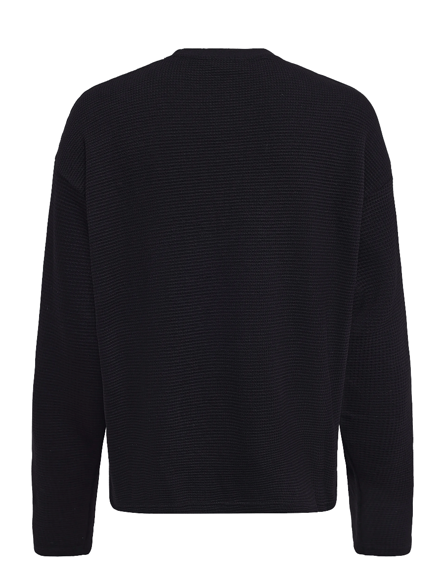 Pegador - Signar Oversized Waffle Longsleeve - sweatshirts - washed black white - 1