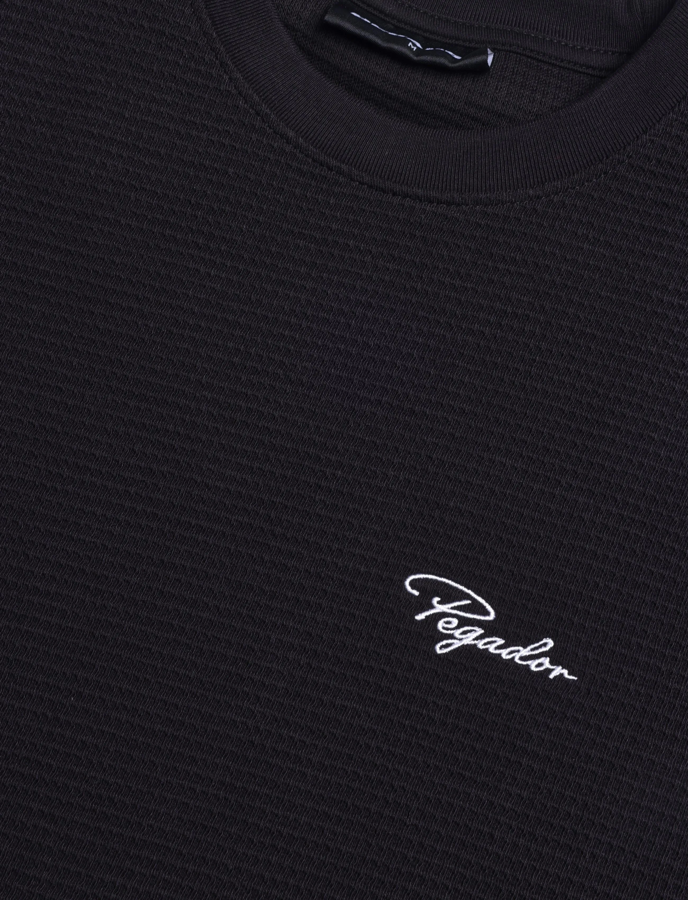 Pegador - Signar Oversized Waffle Longsleeve - sweatshirts - washed black white - 2