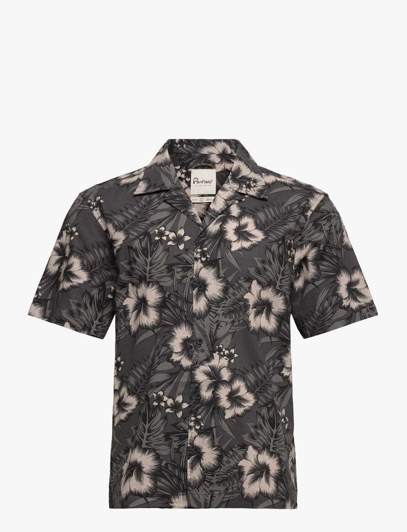 Penfield - Hawaiian Print S/S Shirt - kurzarmhemden - black - 0