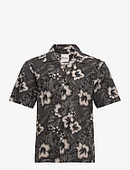 Hawaiian Print S/S Shirt - BLACK