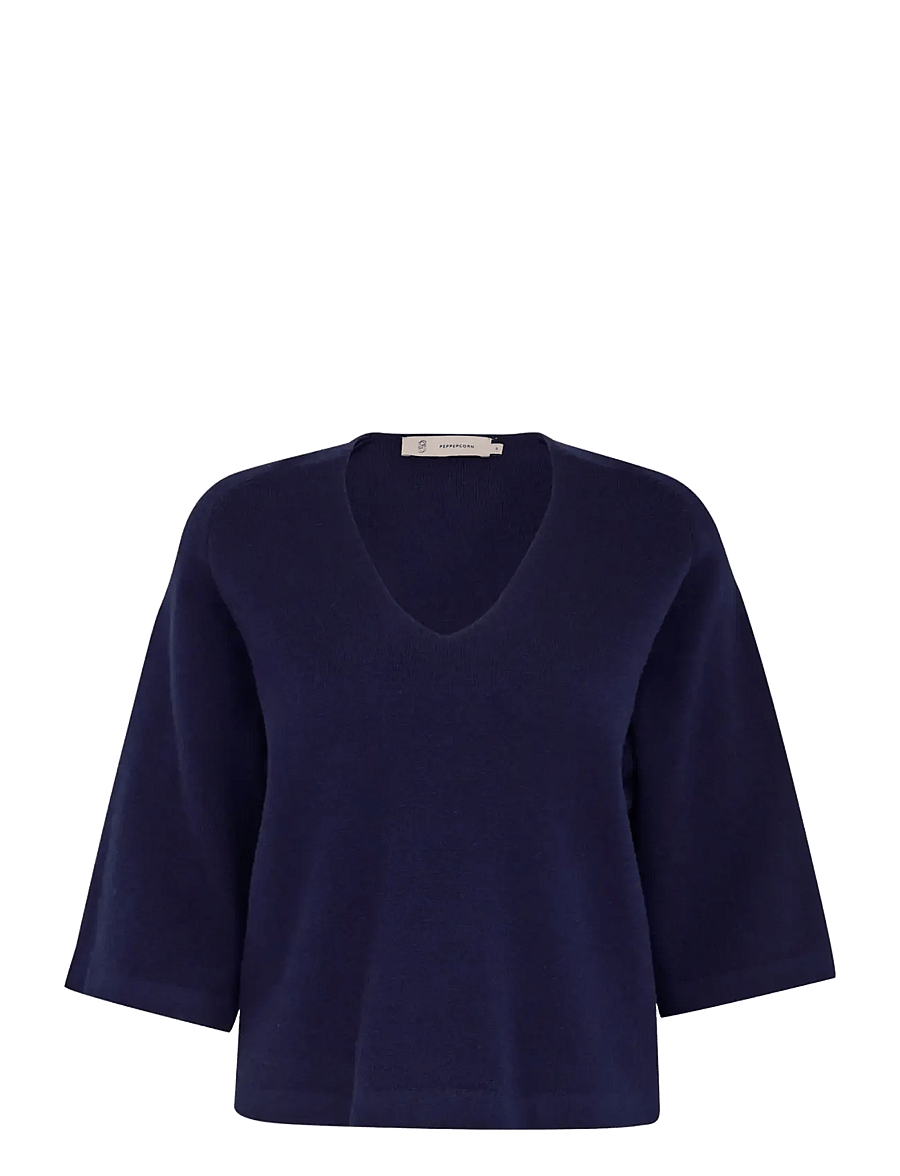 Peppercorn - Rosalia 3/4 Ærme Pullover - striktrøjer - black iris - 1
