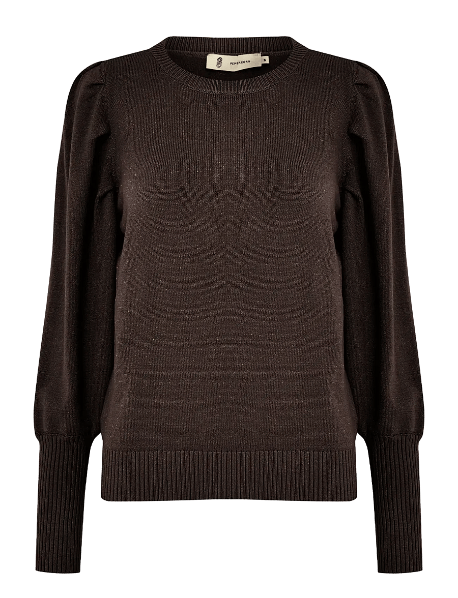 Peppercorn - Anissa Pullover - stickade tröjor - coffee bean brown metallic - 1