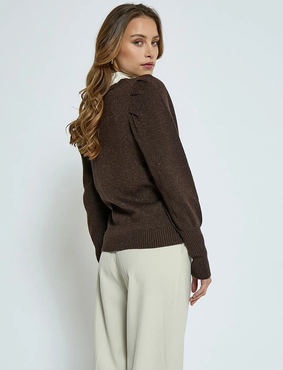 Peppercorn - Anissa Pullover - stickade tröjor - coffee bean brown metallic - 2