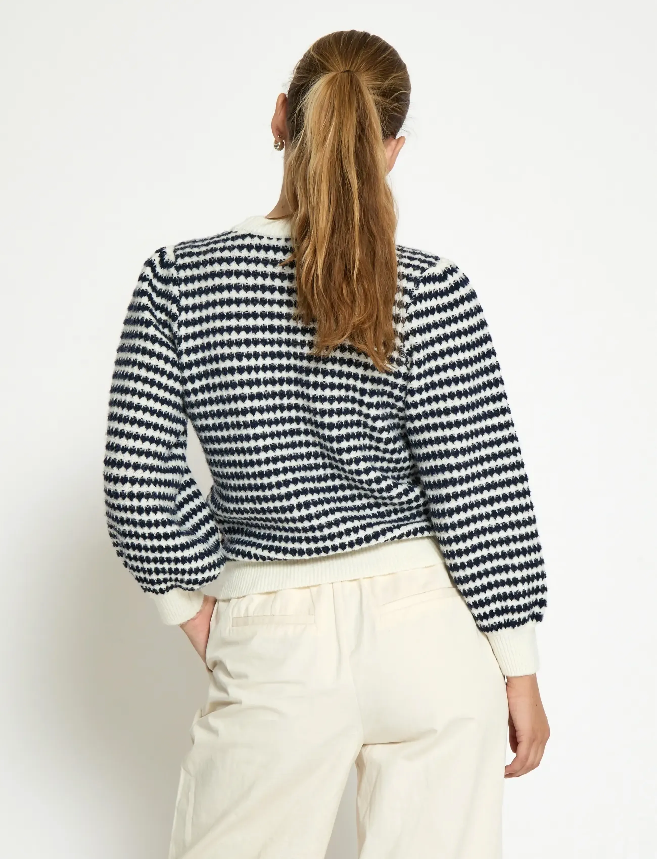 Peppercorn - PCCamilla 3/4 Sleeve Striped Knit P - sviitrid - black iris stripe - 2
