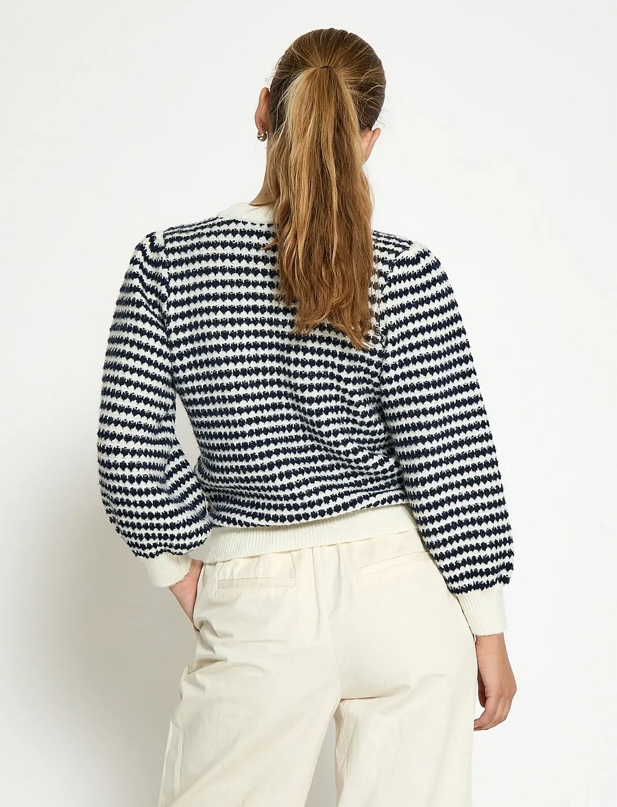 Peppercorn - PCCamilla 3/4 Sleeve Striped Knit P - sviitrid - black iris stripe - 2