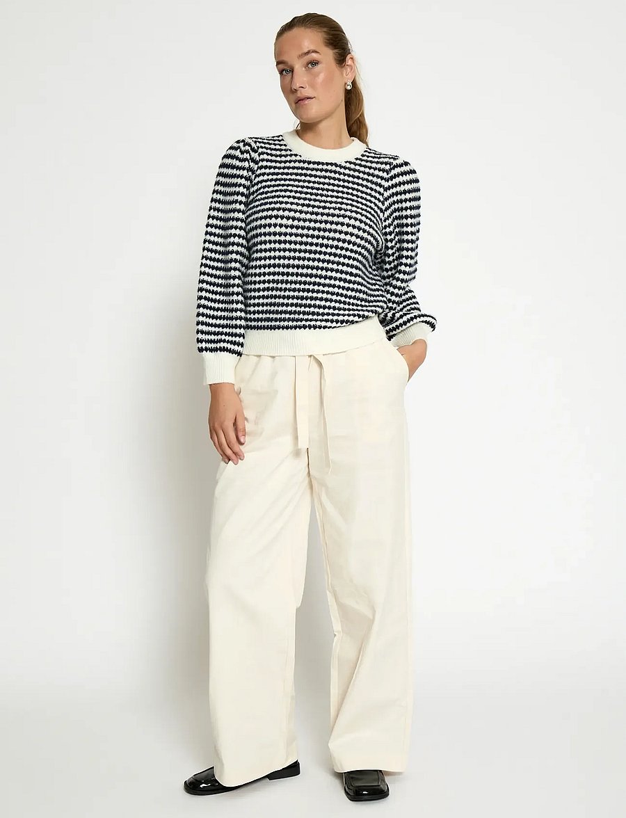 Peppercorn - PCCamilla 3/4 Sleeve Striped Knit P - sviitrid - black iris stripe - 3