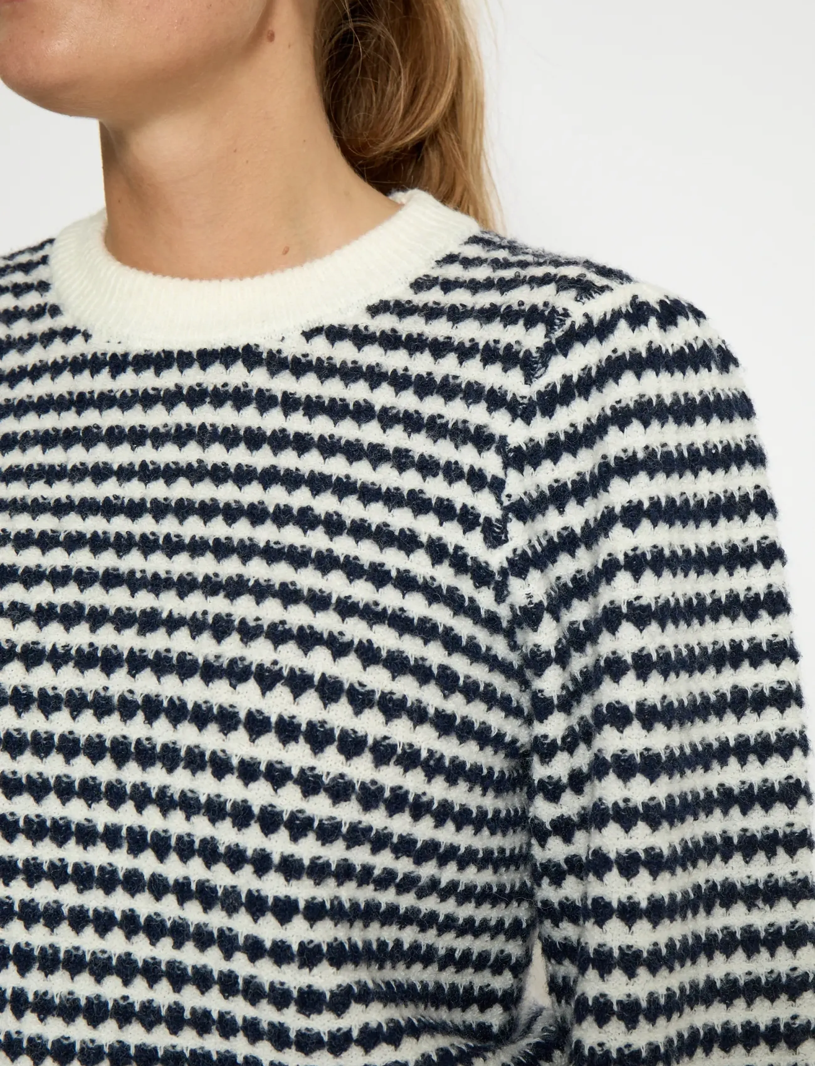 Peppercorn - PCCamilla 3/4 Sleeve Striped Knit P - sviitrid - black iris stripe - 4
