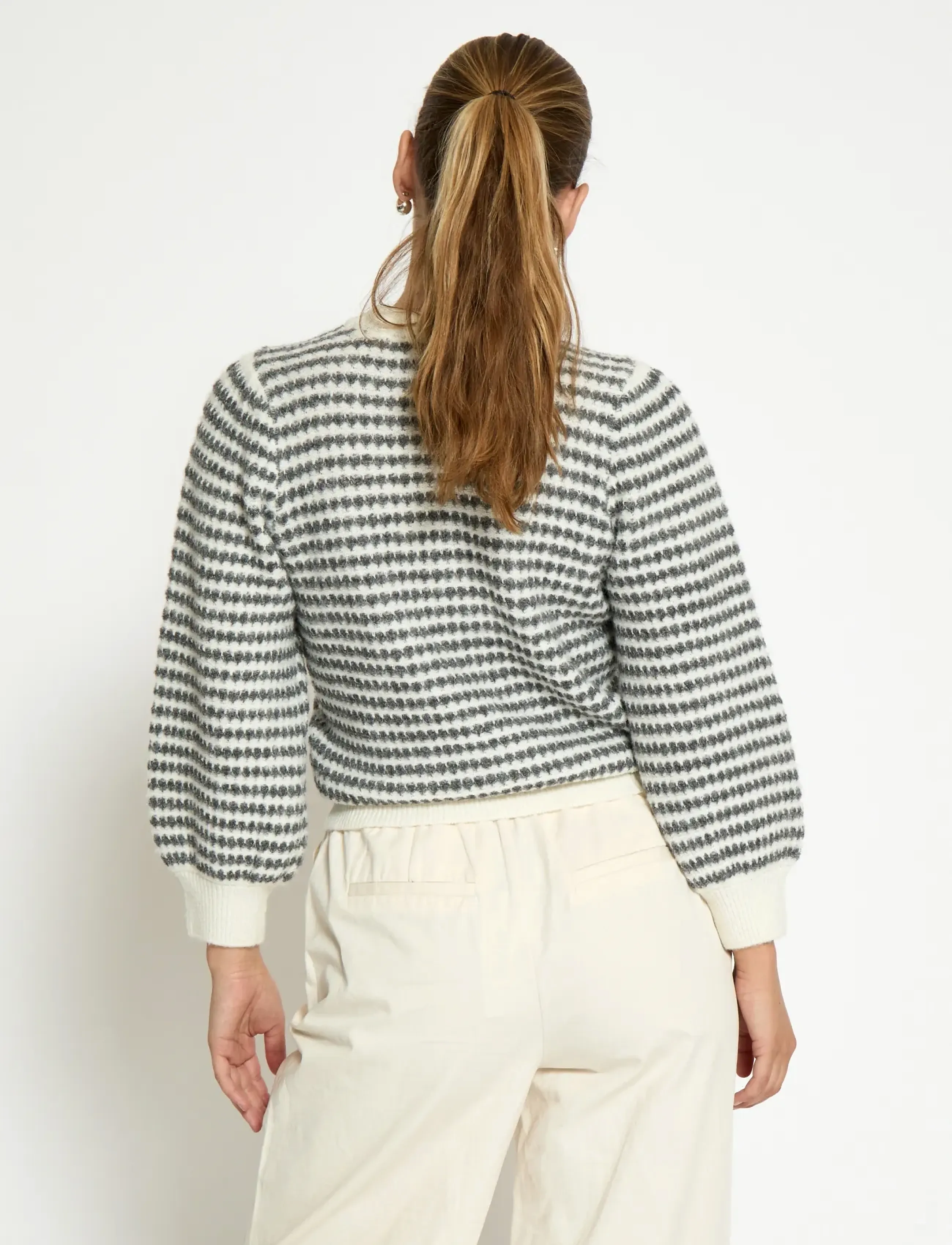 Peppercorn - PCCamilla 3/4 Sleeve Striped Knit P - sviitrid - whitecap str. - 2