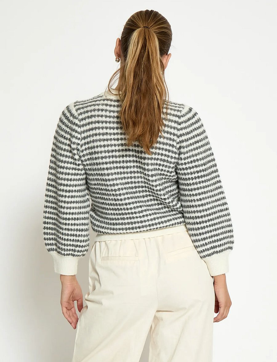 Peppercorn - PCCamilla 3/4 Sleeve Striped Knit P - sviitrid - whitecap str. - 2