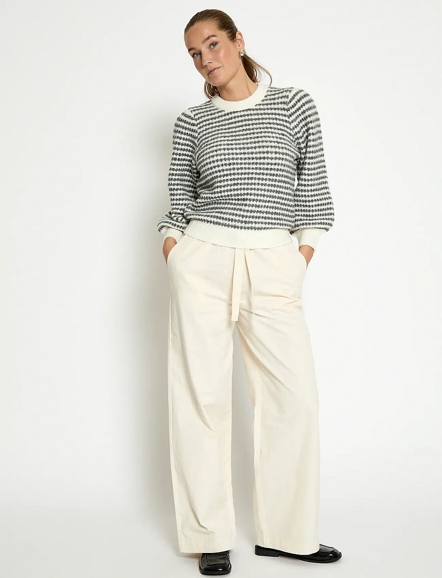 Peppercorn - PCCamilla 3/4 Sleeve Striped Knit P - sviitrid - whitecap str. - 3