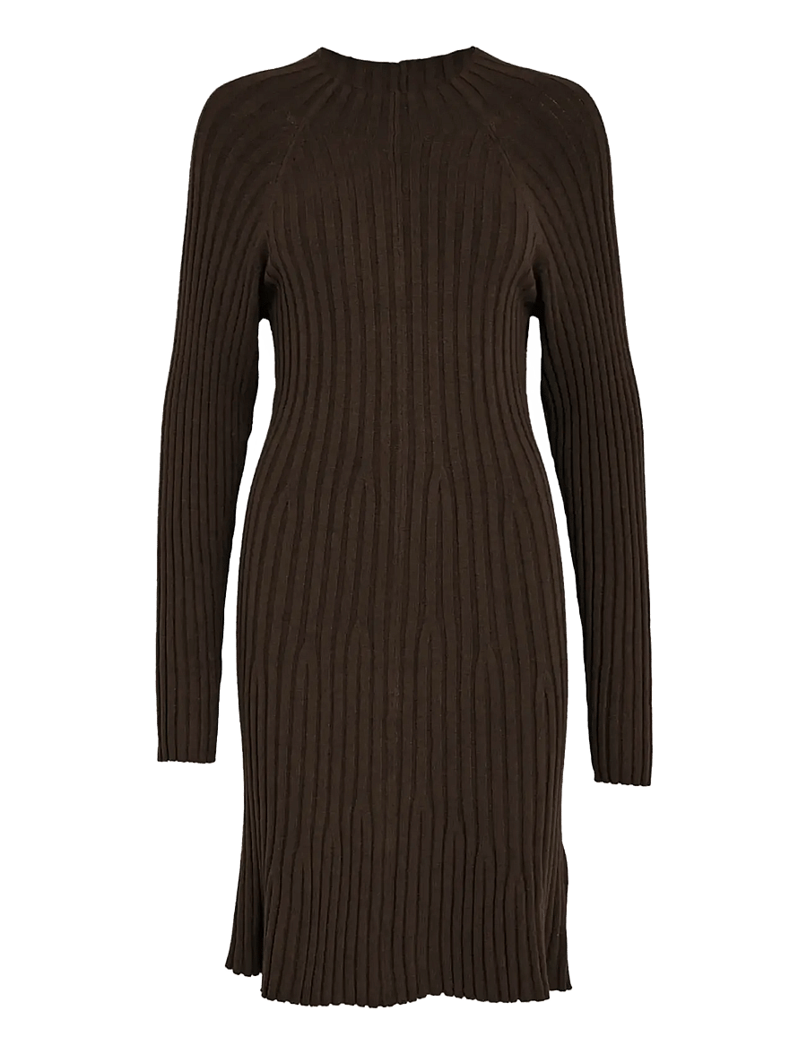 Peppercorn - PCAnna Rib Over Knee Dress - strickkleider - coffee bean brown - 1