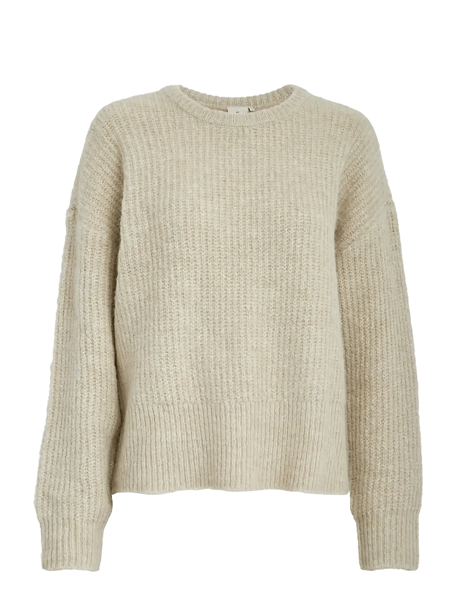 Peppercorn - PCJessa GRS RWS Knit Pullover - stickade tröjor - fog sand - 1
