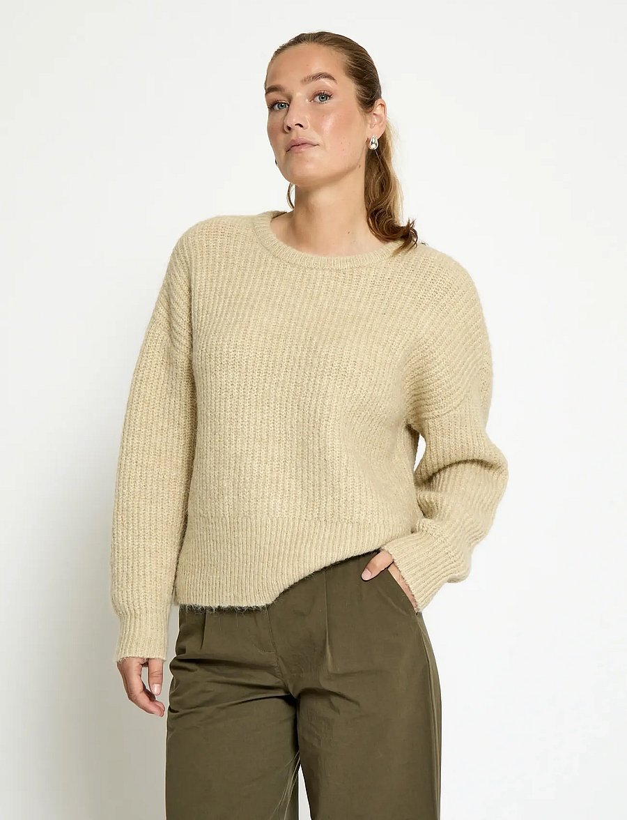 Peppercorn - PCJessa GRS RWS Knit Pullover - stickade tröjor - fog sand - 0