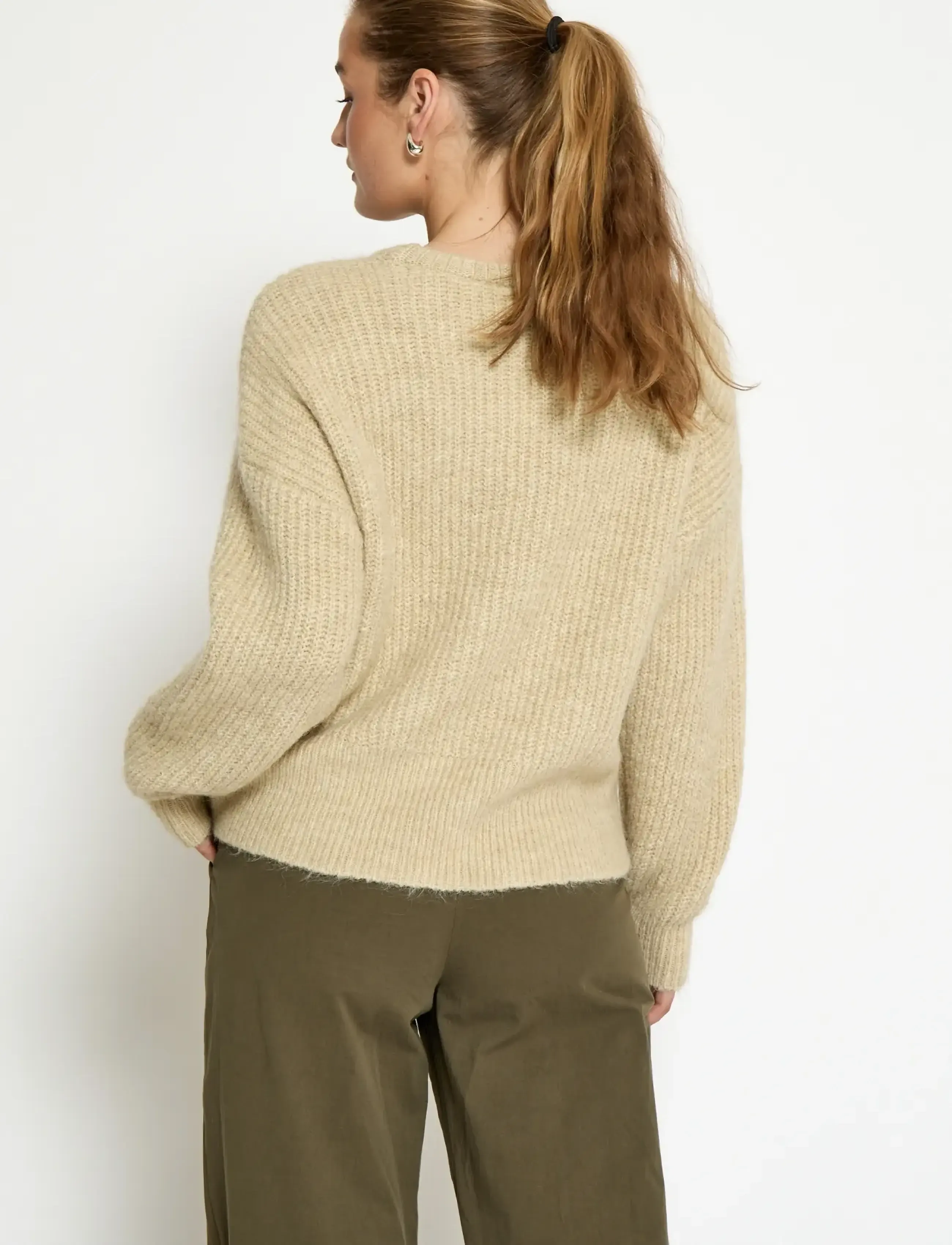 Peppercorn - PCJessa GRS RWS Knit Pullover - stickade tröjor - fog sand - 2
