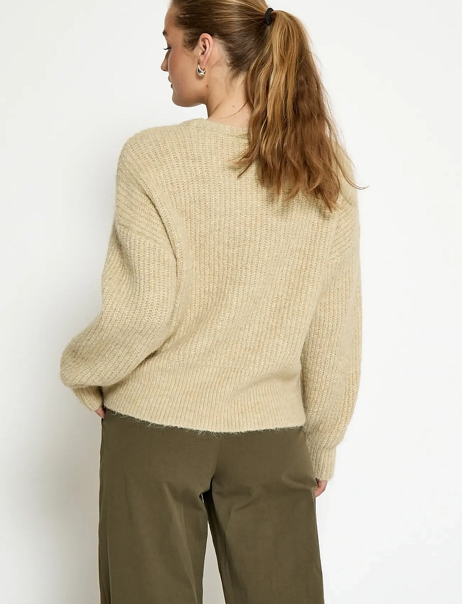 Peppercorn - PCJessa GRS RWS Knit Pullover - stickade tröjor - fog sand - 2